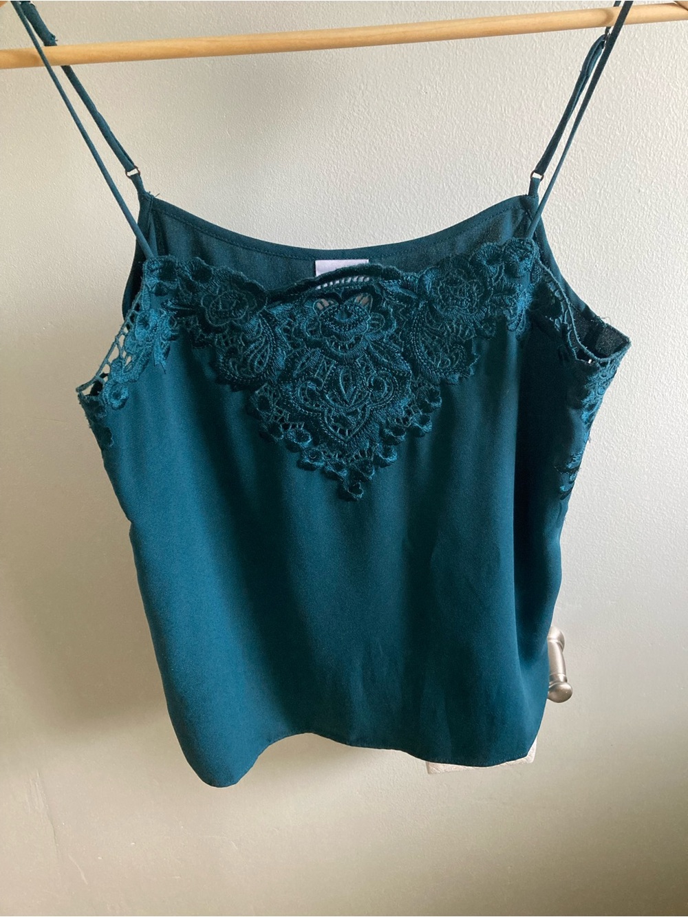 CAbi Teal Lace-Trim Camisole